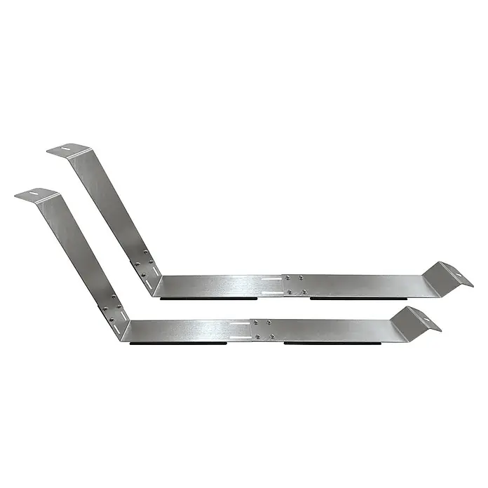 Schwaiger Halterung - Passend für: Solarmodule, 2 Stk. - Zwei silberfarbene, verstellbare Metallhalterungen für die Solarmontage mit schwarzen Schutzpolstern.