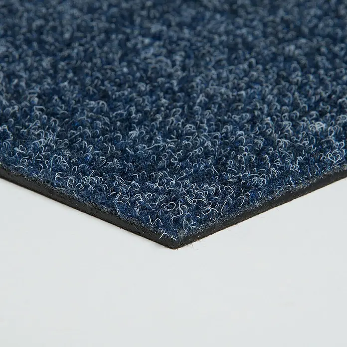 Bricoflor Teppichfliese - Breite: 50 cm, Nadelfilz, Polypropylen, blau - Strukturierte blaue Schlingenpolster-Matte mit weißen Fasern und schwarzem Gummirand.