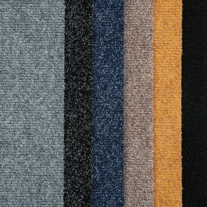 Bricoflor Teppichfliese - Breite: 50 cm, Nadelfilz, Polypropylen, grau - Gestreifte Fußmattensammlung mit gerippter Textur in Grau, Schwarz, Blau, Beige, Orange und Schwarz.