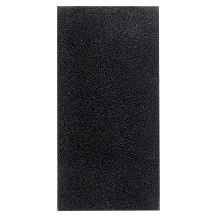 Natursteinfliese Absolute Black - 30,5 x 61 cm, Tiefschwarz, Glänzend - Schwarzer Filter: Ein rechteckiger, schwarzer Filter mit einer körnigen Textur, ideal für verschiedene Anwendungen.