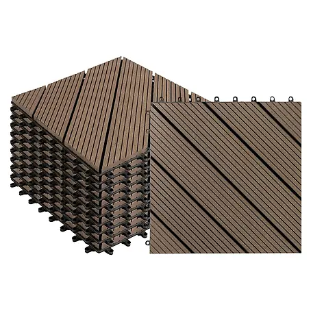 Floordirekt  Klickfliese WPC Classic Dunkelbraun 30 x 30 cm 11er-Set