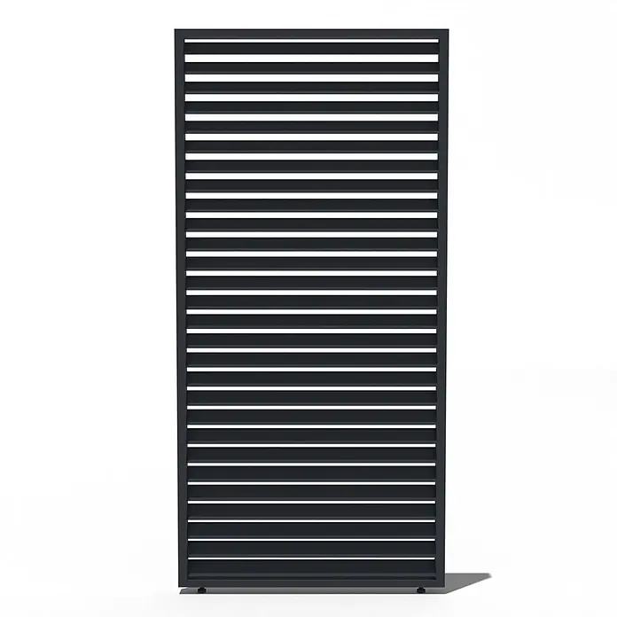 Weide Pergola Seitenwand Lamellenwand Paneel für Weide Pergola Anthrazit 113 cm - B x T: 113 x 6 cm, Aluminium - Dunkelgrauer Sichtschutzwand aus Metall mit Lamellen.