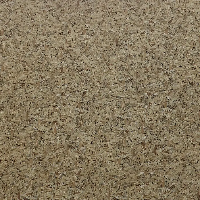 Vinylboden CV-Belag - 350 x 100 cm, OSB - Hellbraune OSB-Plattenstruktur mit natürlichen Holzspänen.