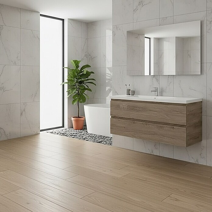 Conjunto de mueble de baño Módena (Ancho: 120 cm, Nebraska, 3 pzs., Lavabo doble) | BAUHAUS