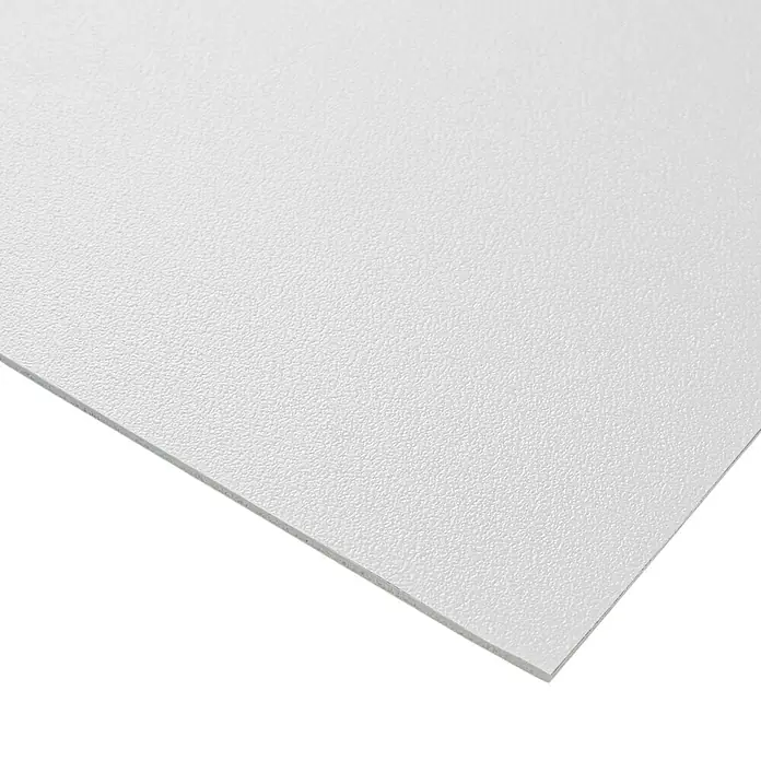 Vinylboden CV-Belag - 500 x 200 cm, Weiß, Expotop - Weißes strukturiertes Blatt, möglicherweise eine Schaumstoffplatte oder Kunststoffplatte.