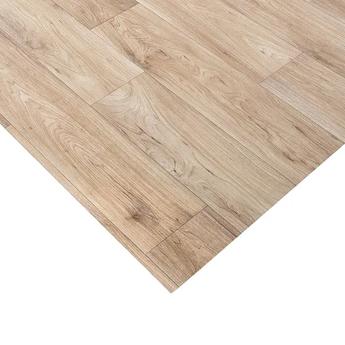 Vinylboden CV-Belag - 350 x 200 cm, Eiche Antik Wagner 1 - Helle Holzfußbodenbretter mit natürlicher Maserung, diagonal verlegt.