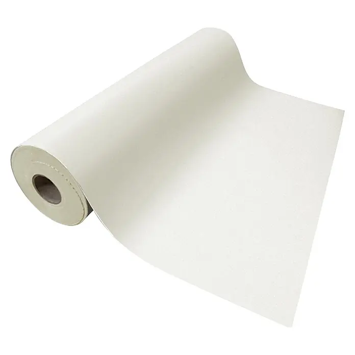 Vinylboden CV-Belag - 500 x 200 cm, Weiß, Expotop - Teilweise ausgerollte weiße Papierrolle.