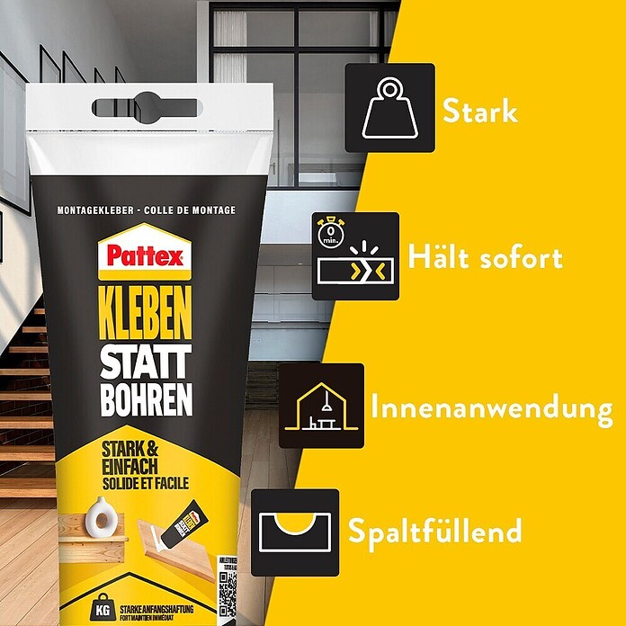Pattex Montagekleber Kleben statt Bohren (250 g)