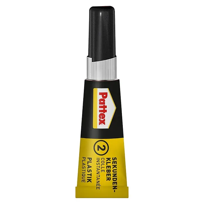 Pattex Sekundenkleber Plastix Flüssig - 2 g, Flüssig, Tube - Pattex gelb-schwarze Sekundenkleber-Tube für Plastik mit schwarzer Kappe.