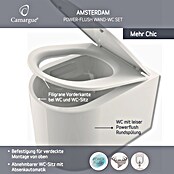 Camargue Wand-WC-Set Amsterdam (Spülrandlos, Ohne Spezialglasur, Spülform: Tief, WC Abgang: Waagerecht, Weiß) | BAUHAUS