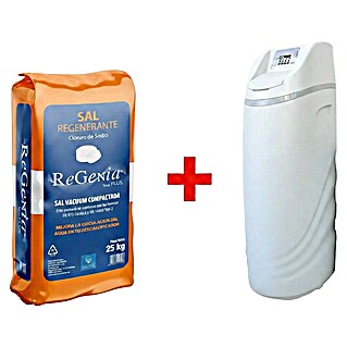 Bb agua Descalcificador de agua Ceramic Pilot 2.5 + 3 sacos de sal para descalcificador (Reserva de sal: 75 kg, 47 x 25 x 195,5 cm)