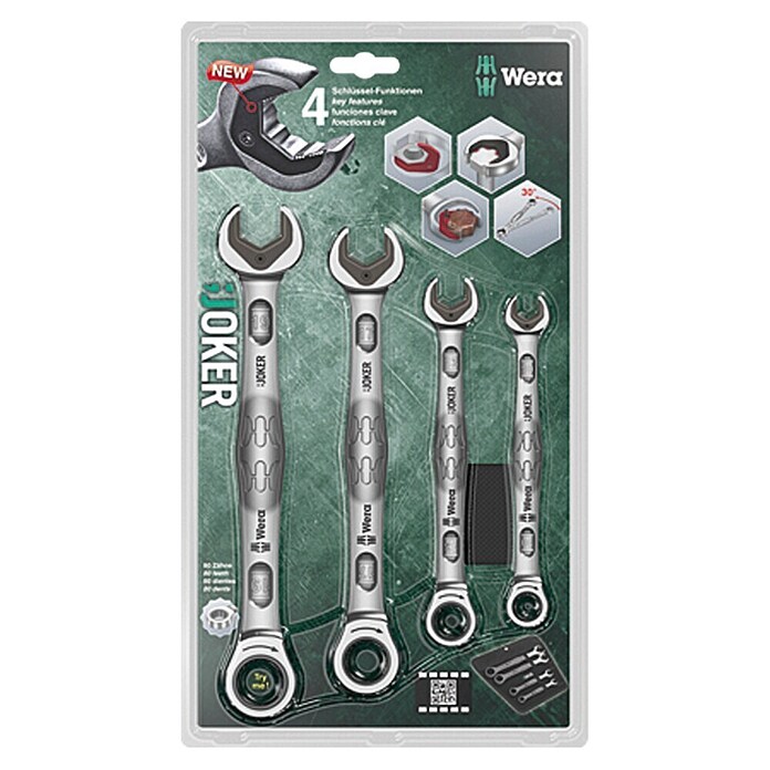 Wera Set viličasto obročnih ključev Joker  (Dolžina ključev: 10 mm - 19 mm, 4 -del.) | 1820 - Gabel-/Ringschlüssel | BADC - Schraubwerkzeug | BAD - Handwerkzeuge | BA - Handwerkzeuge | B - Werkz/Masch/Maschzubeh/Auto | BAUHAUS