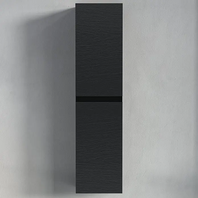 LOMAZOO Badmöbel-Set KOL01-ZE - Gesamtbreite Badmöbel: 35 cm, Schwarzeiche - Dunkelgrauer Wandschrank mit Holzmaserung und zwei Fächern.