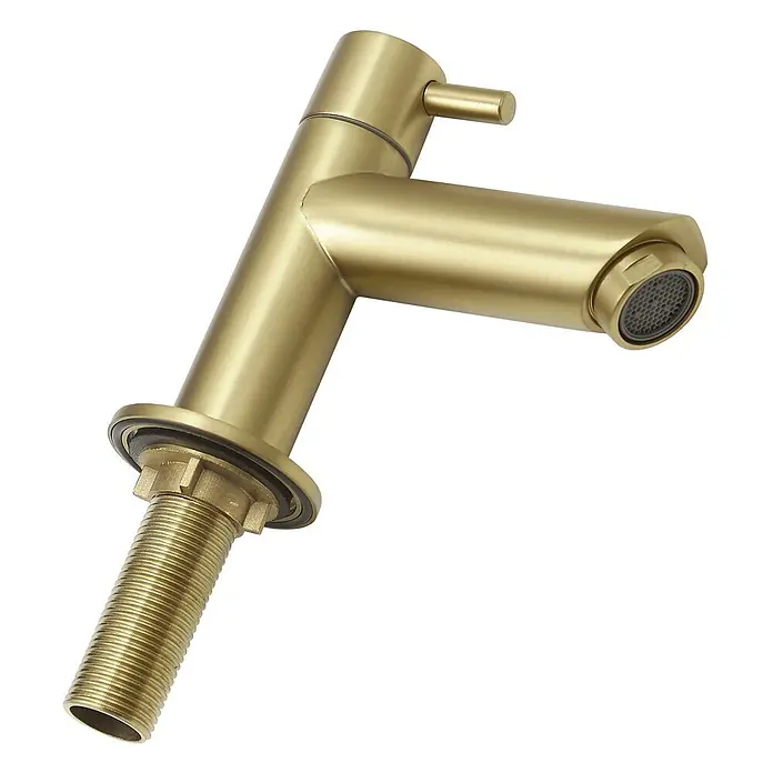 LOMAZOO Waschtischarmatur LMZ-TROPEA - Gold - Gebürstete Messing-Einhebel-Waschtischarmatur mit Gewindeschaft.
