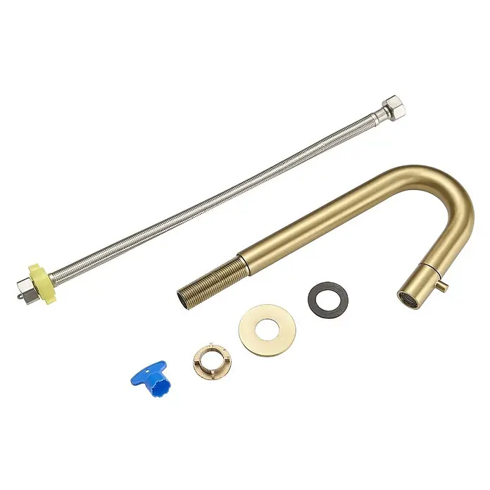 LOMAZOO Waschtischarmatur LMZ-ROMA - Gold - Goldener Küchenarmaturen-Auslauf mit geflochtenem Schlauch und Montageteilen.