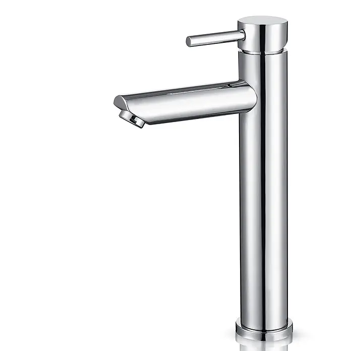 LOMAZOO Waschtischarmatur LMZ-PEGASUS - Chrom - Hoher Einhebel-Waschtischmischer aus poliertem Chrom mit zylindrischem Körper und flachem Hebel.