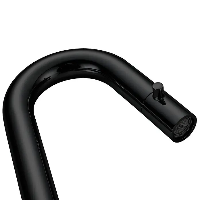 LOMAZOO Waschtischarmatur LMZ-VICHY - Schwarz - Glänzend schwarze Küchenarmatur mit gebogenem Auslauf und ausziehbarer Brause.