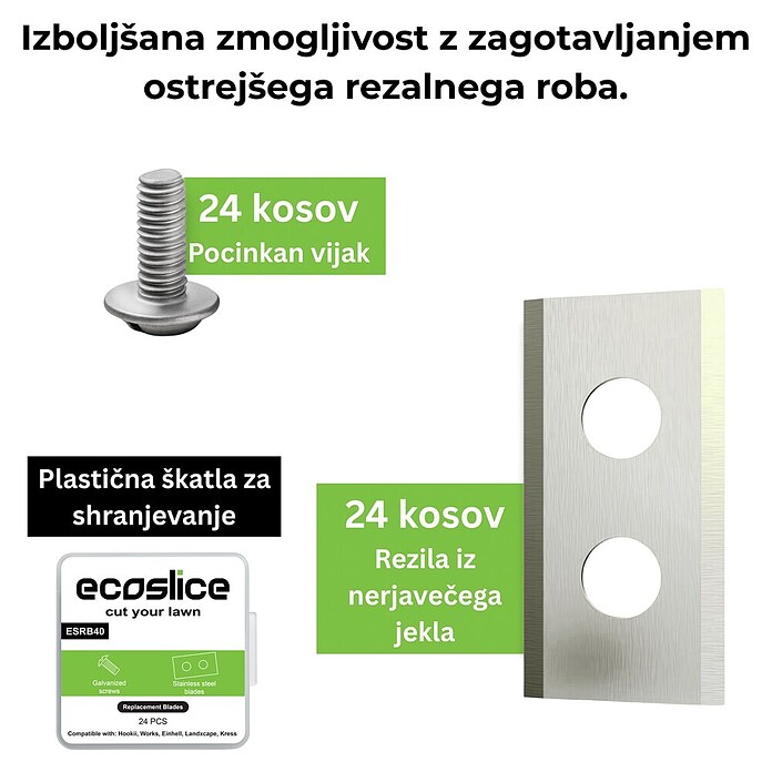 Nadomestni nož ESRB40 Ecoslice  (Ustrezno za: Worx, Einhell, Parkside, Scheppach, Powerworks, Ikra, 24 -del.) | 7285 - Mähroboterzubehör | IAEA - Rasenmäher | IAE - Gartenmotorgeräte | IA - Gartenhartware | I - Stadtgarten | BAUHAUS