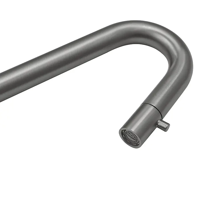LOMAZOO Waschtischarmatur LMZ-FONROGG -  - Gebürsteter Metall-Wasserhahnauslauf mit Luftsprudler und kleinem seitlichem Bedienhebel.