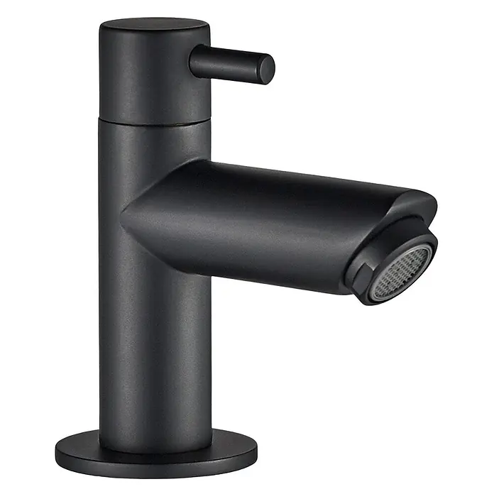 LOMAZOO Waschtischarmatur LMZ-VITTEL - Schwarz - Mattschwarze Einhebel-Waschtischarmatur mit modernem, zylindrischem Design und integriertem Strahlregler.