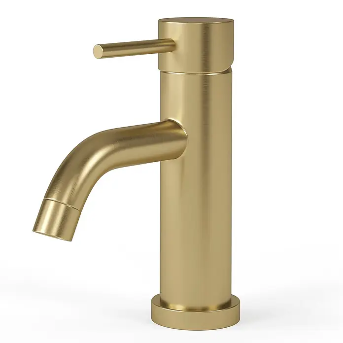 LOMAZOO Waschtischarmatur LMZ-ELARA -  - Gebürstete goldene Einhebel-Waschtischarmatur mit modernem geschwungenem Auslauf.