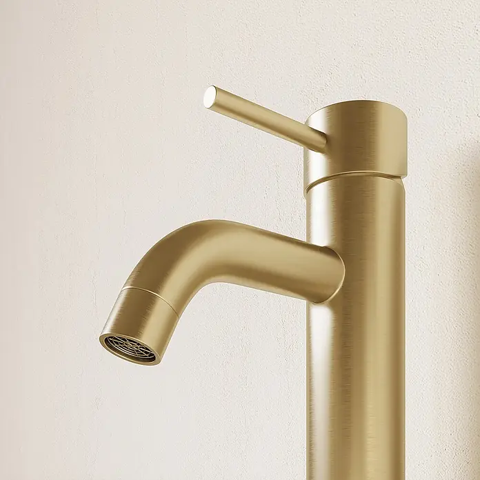 LOMAZOO Waschtischarmatur LMZ-ELARA -  - Moderner Einhebelmischer in gebürstetem Gold für Waschbecken.
