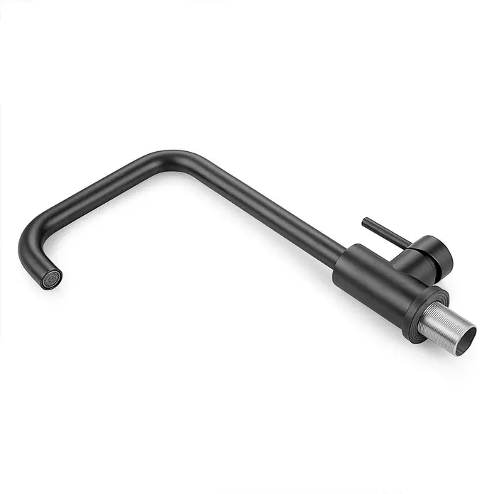 LOMAZOO Spültischarmatur UI-7OV4-LJG0 - Zwart - Mattschwarze Küchenarmatur aus Metall mit U-förmigem Auslauf und Einhebelmischer, inklusive Gewindefuß zur Installation.
