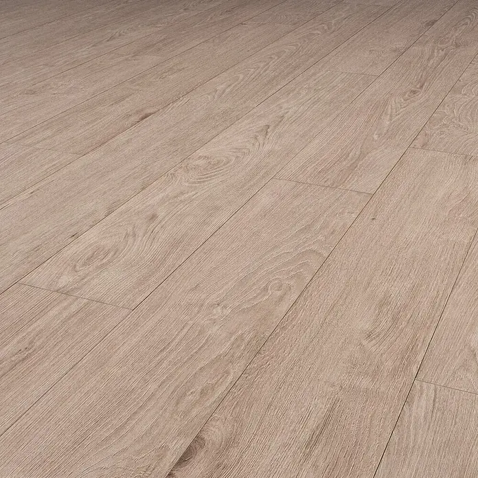 Krono Original Laminat Atlantic 8 Aged Montanara Oak - Aged Montanara Oak, Landhausdiele, 1.288 x 195 x 8 mm - Hellbrauner Laminatboden in Holzoptik mit sichtbarer Maserung und subtilen Fugen.