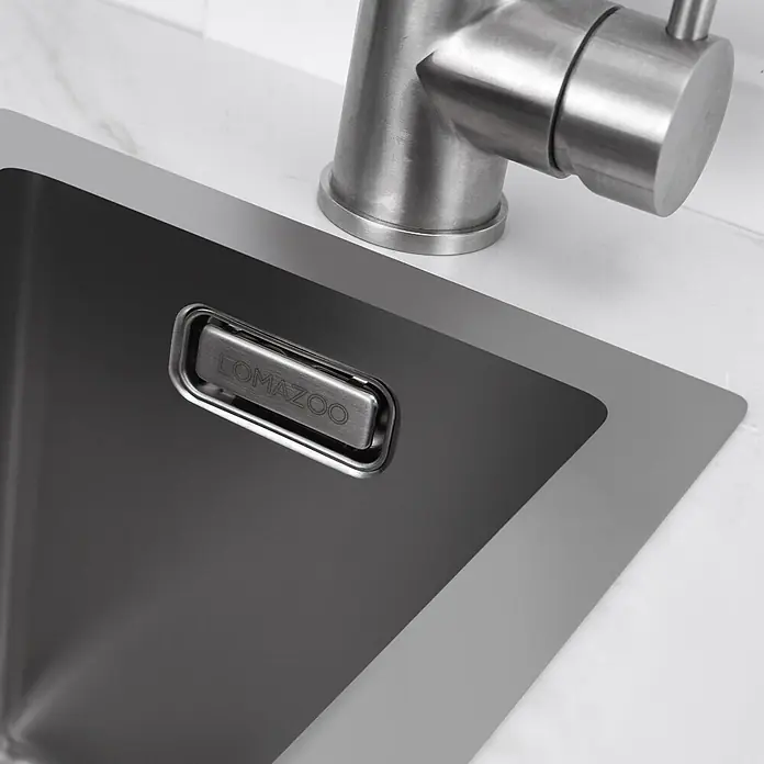 LOMAZOO Waschbecken LMZ-RINCON - B x L: 44 x 22,4 cm, Mit Überlauf, Stahl - Gebürstete Edelstahl-Küchenspüle mit "LOMAZOO"-Überlauf und passendem Wasserhahn.