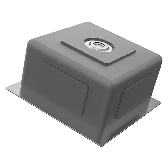 LOMAZOO Waschbecken 29-399C-95TX - Stahl - Graue Verbund-Unterbau-Küchenspüle von unten, mit gebürsteter Metallablaufgarnitur und Montageflansch.
