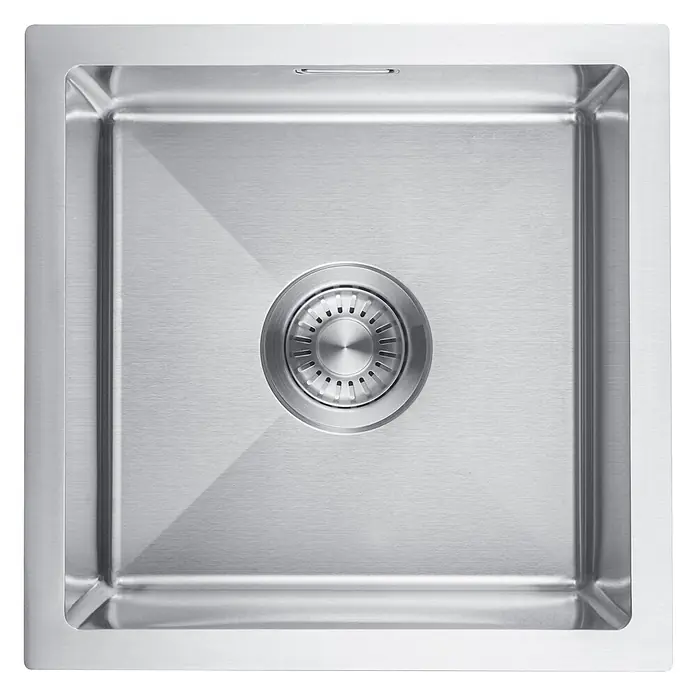 LOMAZOO Waschbecken 29-399C-95TX - Stahl - Gebürstete Edelstahl-Küchenspüle mit einem Becken und integriertem Überlauf.