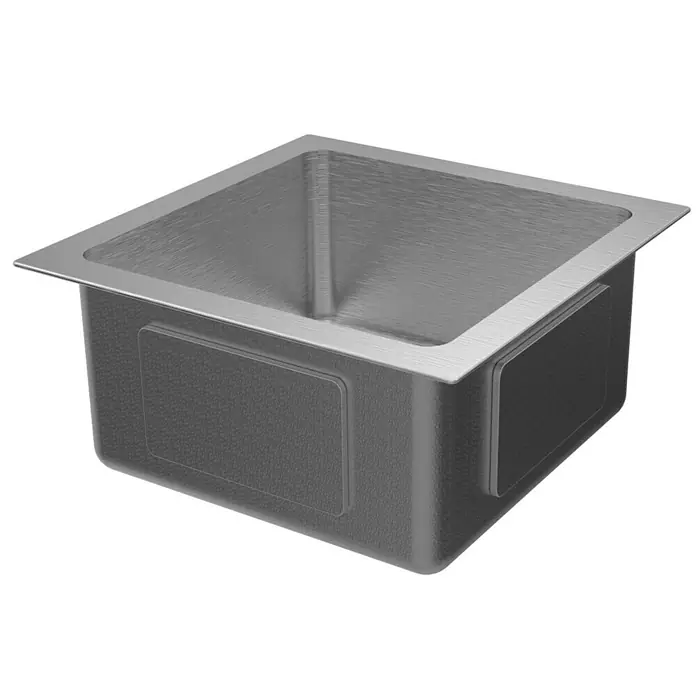 LOMAZOO Waschbecken 29-399C-95TX - Stahl - Rechteckiges Spülbecken aus gebürstetem Edelstahl mit dunkelgrauer, texturierter Außenseite.