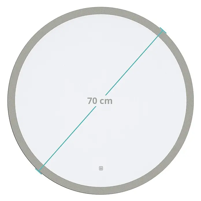 LOMAZOO Lichtspiegel LMZ-HELSINKI - Durchmesser: 70 cm, Weiß - Runder LED-Spiegel mit grauem Rahmen, 70 cm Durchmesser.