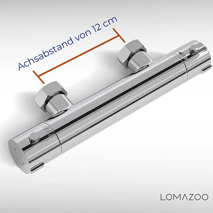 LOMAZOO UP-Brausearmatur 12CM-CHROOM - Chrom - Verchromter Thermostat-Brausemischer mit 12 cm Achsabstand.