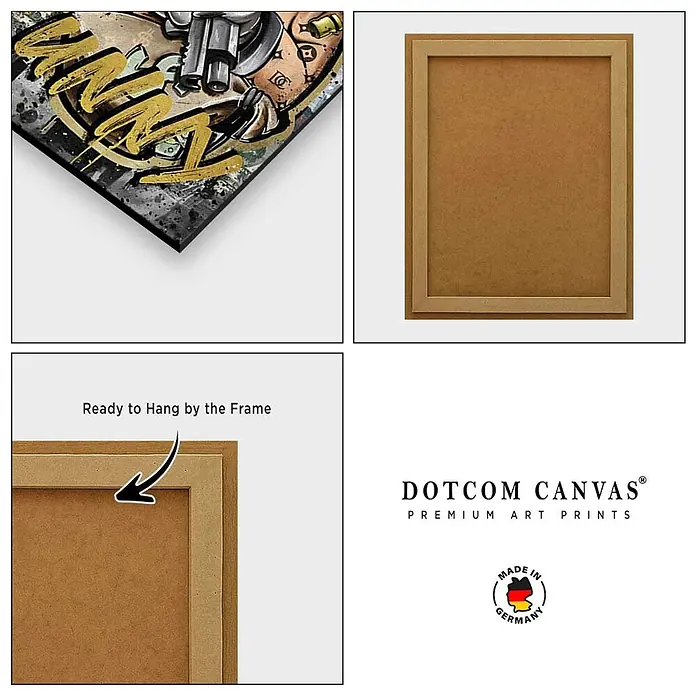 Dotcomcanvas Decopanel - No Money Duck, B x H: 58 x 90 cm - Lebendiger Leinwanddruck auf stabilem Holzrahmen, fertig zum Aufhängen. Details der Rahmenkonstruktion sind sichtbar.