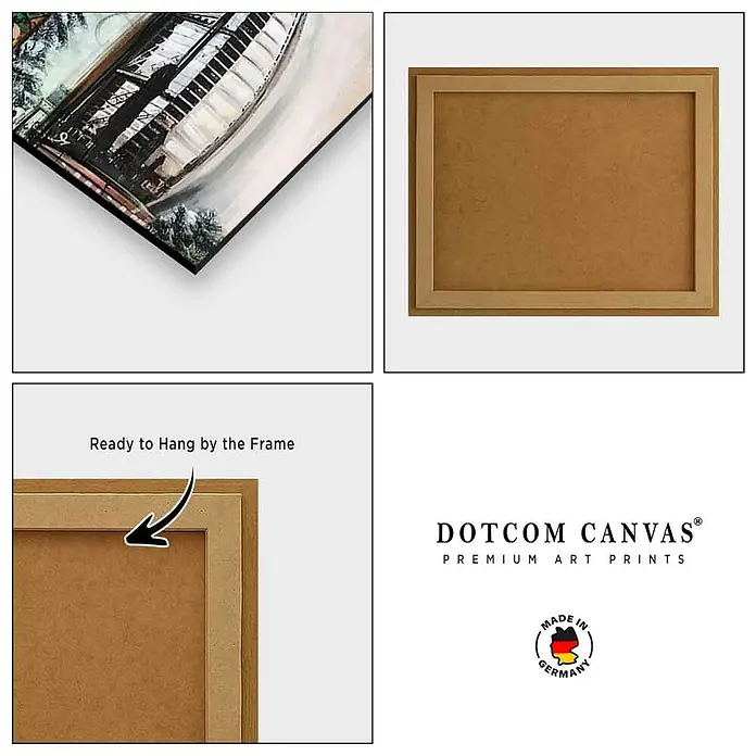 Dotcomcanvas Decopanel - Dagobert in Dubai, B x H: 116 x 78 mm - Gerahmter Leinwanddruck mit Naturholzrahmen, rückseitig als aufhängefertig gezeigt.