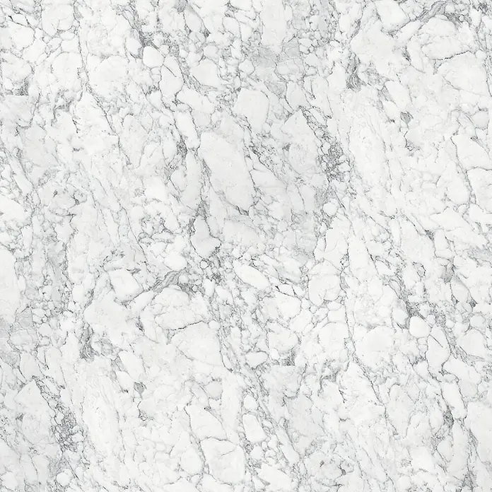 Wetwall Wandpaneel Elite - 120 x 242 cm, White Marble, Nut & Feder System - Weiße Marmorstruktur mit grauen Adern.