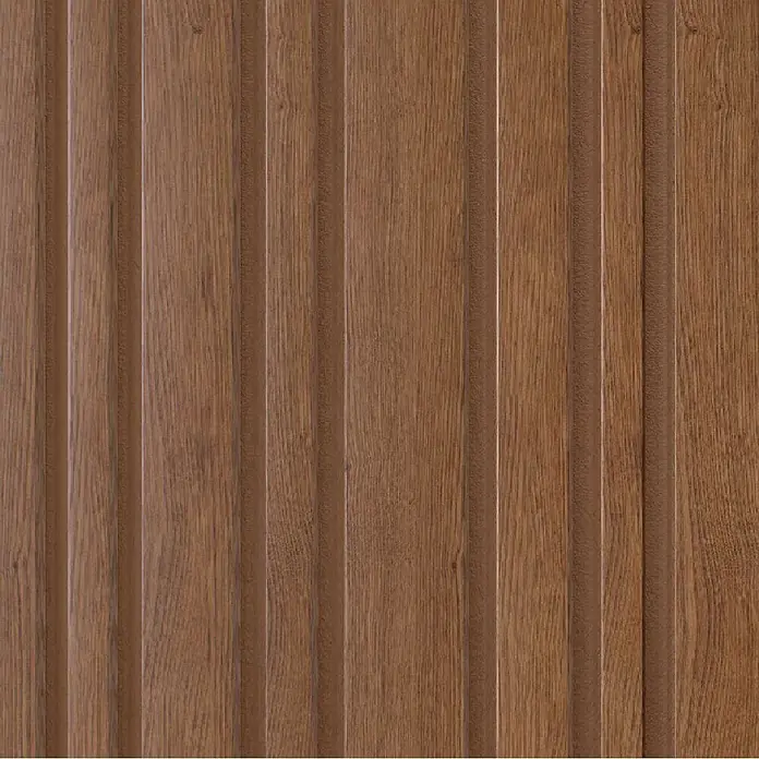 CanDo Akustikpaneel Blend - Eiche Rustikal Uni, 2.600 x 300 x 17 mm, 2 Stk. - Braune gerillte Holz-Wandverkleidung mit vertikalen Rillen und sichtbarer Holzmaserung.