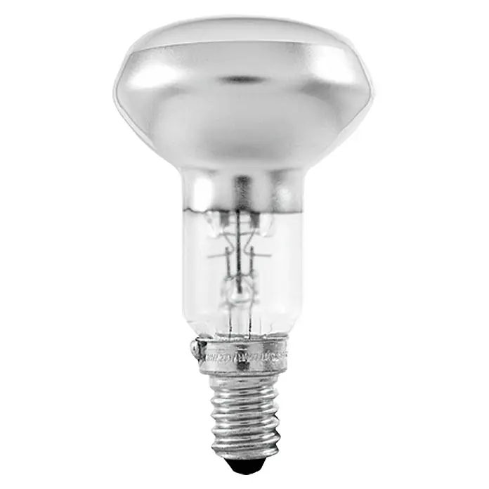 Osram Bombilla halógena incandescente Eco Pro Classic R50 - E14, 30 W, 230 V, Blanco cálido, 2 ud. - Primer plano de una bombilla reflectora R39, ideal para iluminación puntual y usos decorativos.