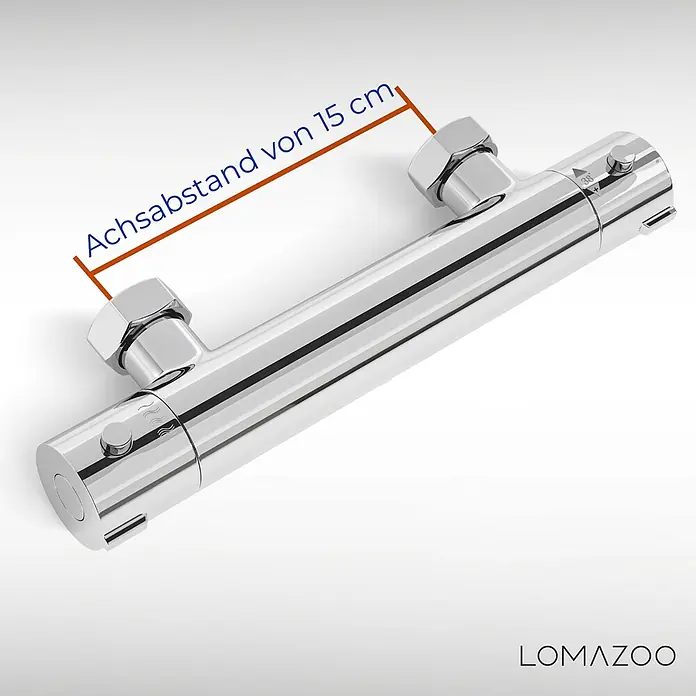 LOMAZOO UP-Brausearmatur 15CM-CHROOM - Chrom - Verchromter Thermostat-Duschmischer mit 15 cm Achsabstand für präzise Temperatur- und Durchflussregelung.