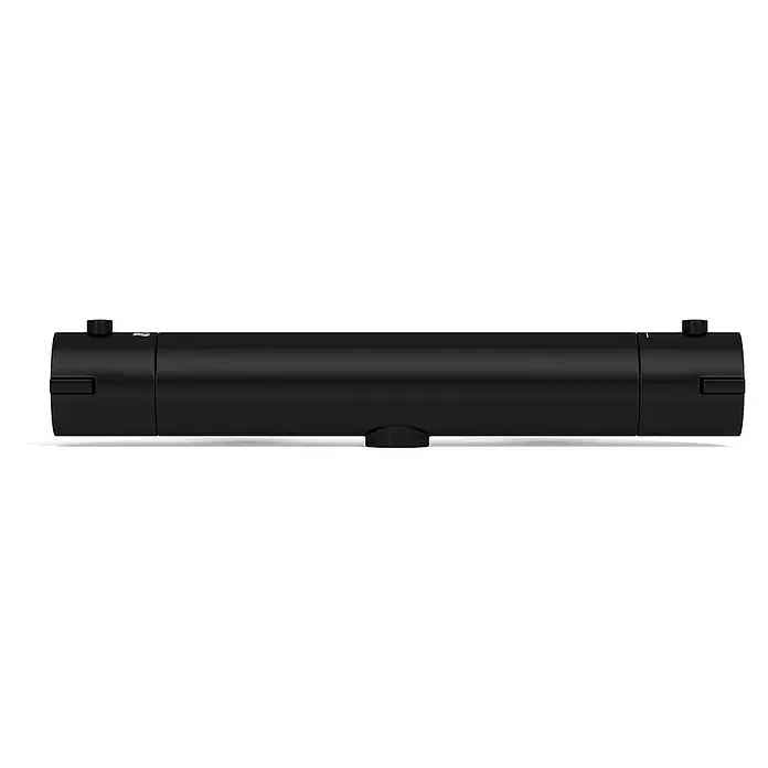 LOMAZOO UP-Brausearmatur 12CM-ZWART - Mattschwarz - Schwarzer zylindrischer Thermostatmischer mit zwei oberen Bedienknöpfen.