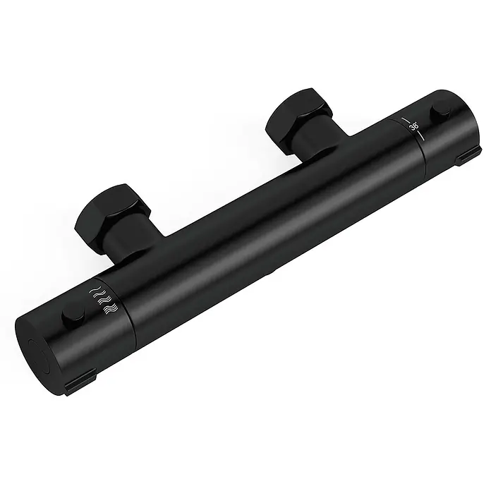 LOMAZOO UP-Brausearmatur 12CM-ZWART - Mattschwarz - Mattschwarze Thermostat-Duscharmatur mit 38°-Temperatursperre und Durchflussregelung.