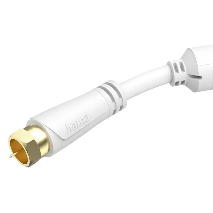 Hama F-Stecker 00205252 SAT-Anschlusskabel F-Stecker - F-Stecker vergoldet 100 dB - Weiß - Weißes Hama Koaxialkabel mit vergoldetem F-Stecker.
