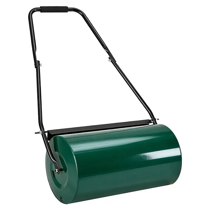 Juskys Rasenwalze Fritz - Passend für: Garten, Arbeitsbreite: 60 cm - Dunkelgrüne Rasenwalze aus Metall mit schwarzem Griff und Schaumstoffpolster, zum Verdichten von Boden oder Rasen.