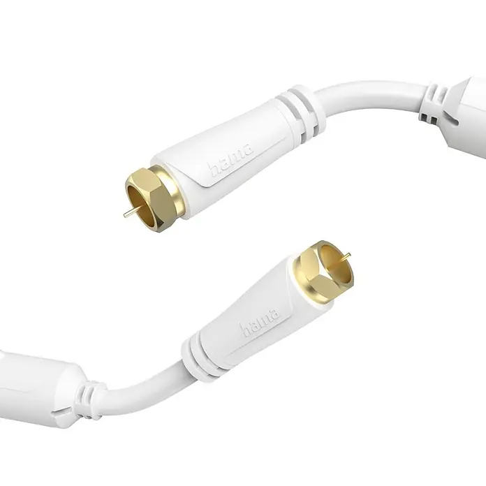 Hama F-Stecker 00205252 SAT-Anschlusskabel F-Stecker - F-Stecker vergoldet 100 dB - Weiß - Weißes Hama Koaxialkabel mit vergoldeten F-Steckern.
