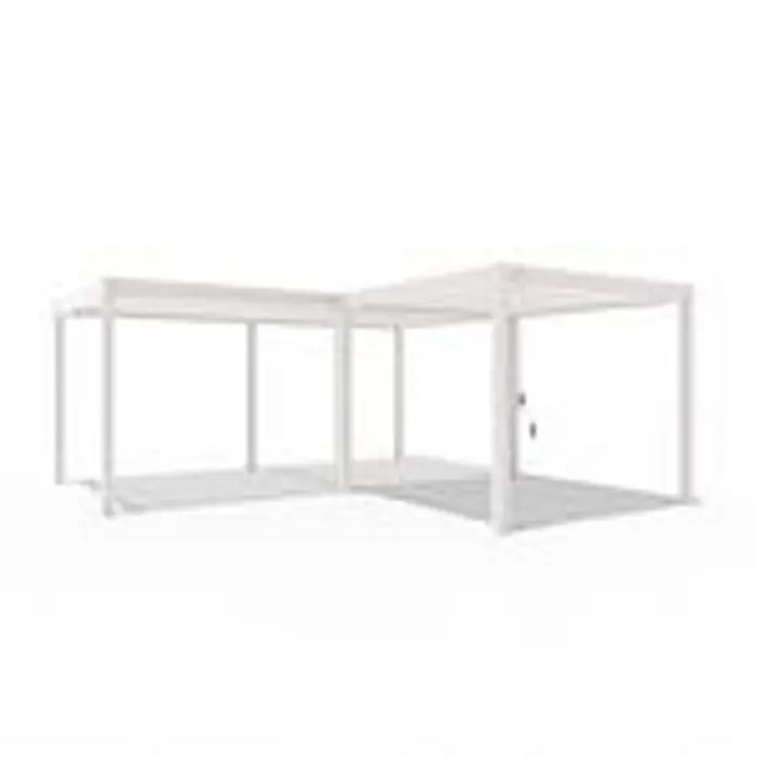 Weide Pergola Deluxe mit Classic Lamellendach Aluminium 6 x 6 M Weiß - B x T: 600 x 600 cm, Farbe Gestell: Weiß, Metall - Weißes L-förmiges modulares Pergola-System mit offenem Design für den Außenbereich.