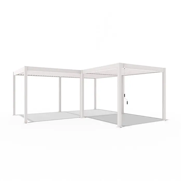 Weide Pergola Deluxe mit Classic Lamellendach Aluminium 6 x 6 M Weiß - B x T: 600 x 600 cm, Farbe Gestell: Weiß, Metall - Weißes L-förmiges Aluminium-Pergola mit verstellbaren Lamellendach für den Außenbereich.