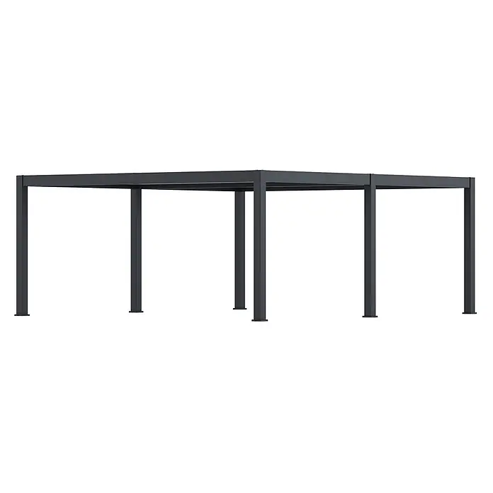 Weide Carport Autoüberdachung Aluminium 6 x 5,3 M Anthrazit - Außenmaß inkl. Dachüberstand (B x T): 600 x 530 m, Anthrazit - Dunkelgraues Metall-Pergola-Gestell mit acht Stützpfosten für den Außenbereich.