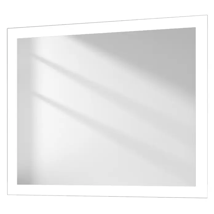 Emke Lichtspiegel Dimlite LM03 -  - Rechteckiger Spiegel mit weißem Rahmen, der sanfte Schatten reflektiert.