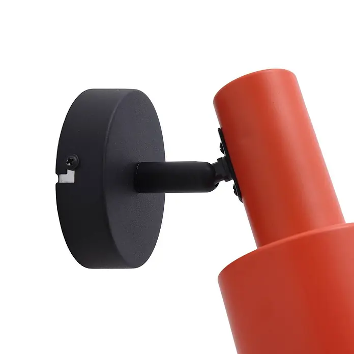 Lindby Wandstrahler Ovelia - schwarz, gelb / orange, E27 - Moderner verstellbarer Wandstrahler aus orange-schwarzem Metall mit rundem Sockel.